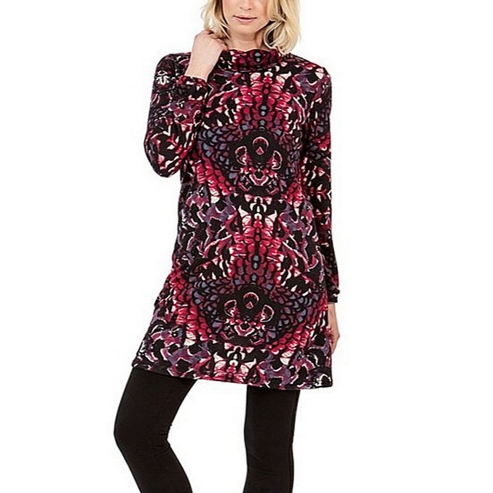 Como No Abstract Print Slouch Neck Dress